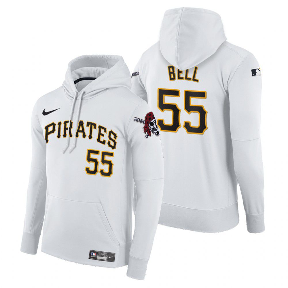 Men Pittsburgh Pirates #55 Bell white home hoodie 2021 MLB Nike Jerseys